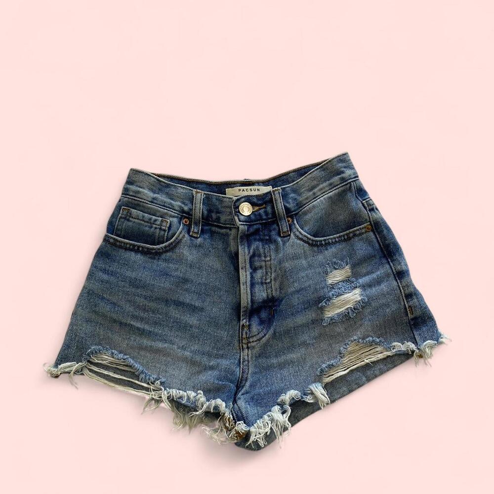PacSun high rise distressed denim shorts
